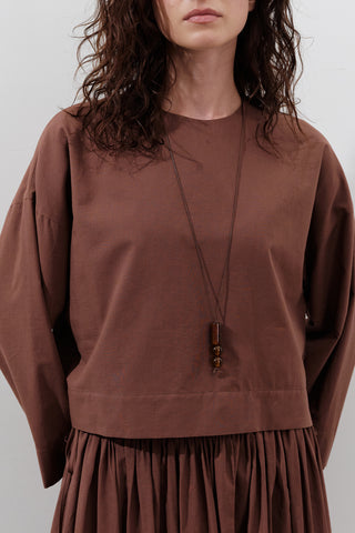 Cotton Crop Long Sleeve Top Warm Brown