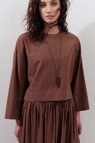 Cotton Crop Long Sleeve Top Warm Brown