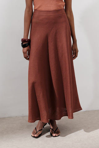 Linen Stitch Detail Skirt Copper