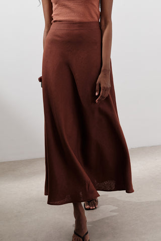 Linen Stitch Detail Skirt Copper