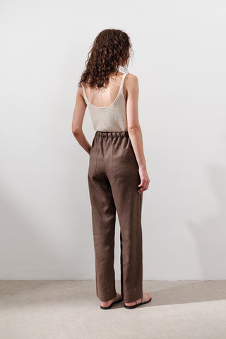 Linen Barrel Trousers Dusty Brown
