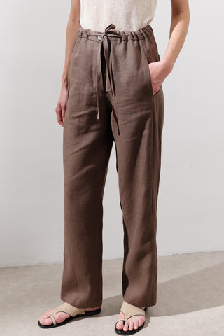 Linen Barrel Trousers Dusty Brown