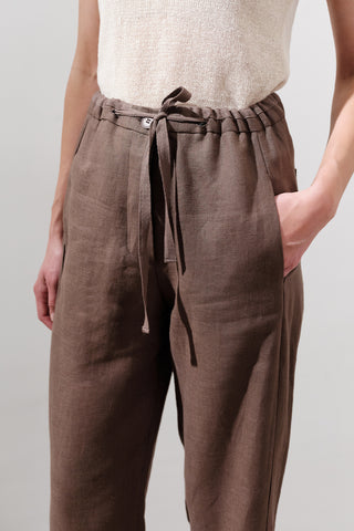 Linen Barrel Trousers Dusty Brown