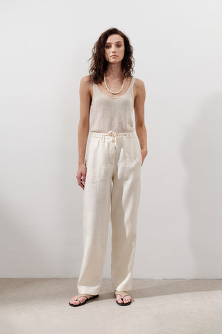 Linen Barrel Trousers Vanilla