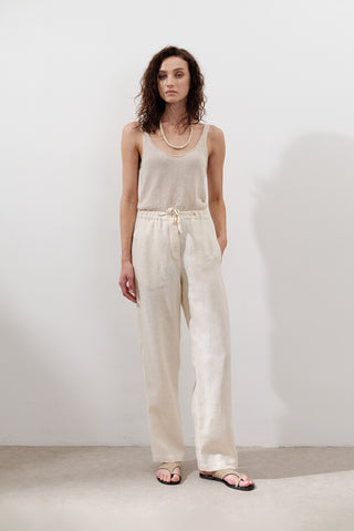 Linen Barrel Trousers Vanilla