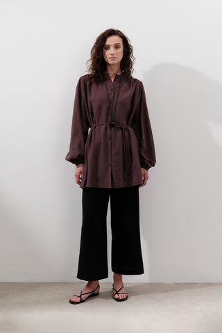 Tencel Toparlanmış Tunik Mor