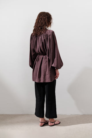 Tencel Toparlanmış Tunik Mor