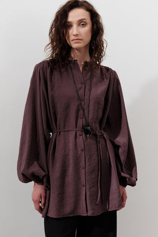 Tencel Toparlanmış Tunik Mor