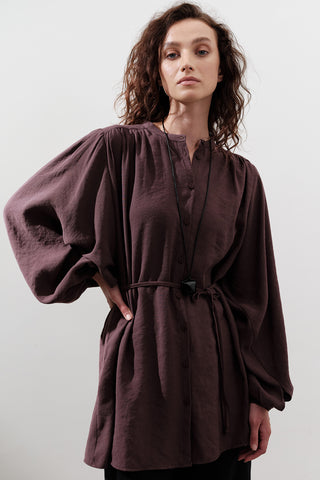 Tencel Toparlanmış Tunik Mor