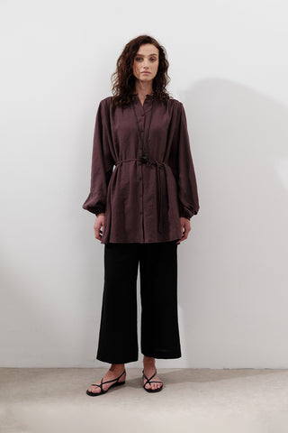 Tencel Toparlanmış Tunik Mor
