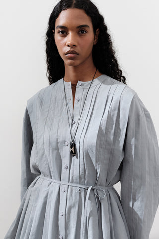 Pleated Wide-Sleeve Tunic Blue