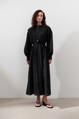 Pleated Volume Dress Black
