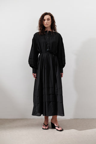 Pleated Volume Dress Black