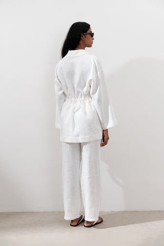 Linen Waist-Tie Tunic Ecru