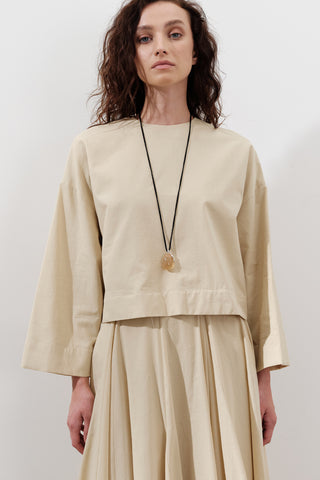 Cotton Crop Long Sleeve Top Pastel Yellow