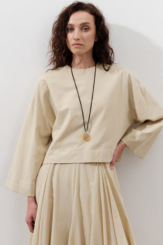 Cotton Crop Long Sleeve Top Pastel Yellow