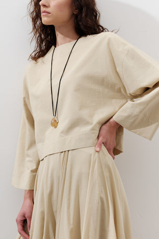 Cotton Crop Long Sleeve Top Pastel Yellow