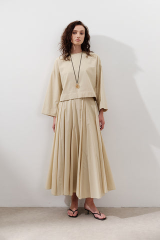 Panelled Cotton Maxi Skirt Pastel Yellow