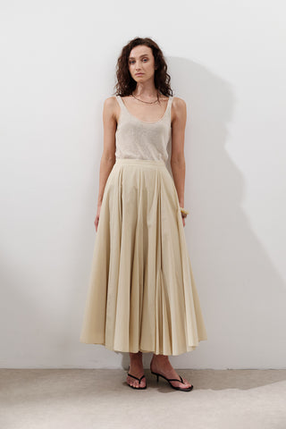 Panelled Cotton Maxi Skirt Pastel Yellow