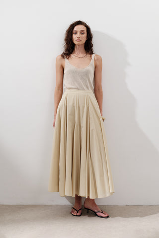 Panelled Cotton Maxi Skirt Pastel Yellow