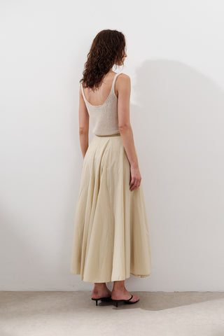 Panelled Cotton Maxi Skirt Pastel Yellow