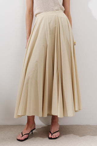 Panelled Cotton Maxi Skirt Pastel Yellow
