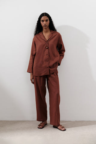 Linen Wide-Sleeve Shirt Copper