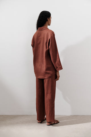 Linen Wide-Sleeve Shirt Copper