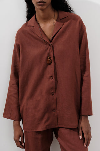 Linen Wide-Sleeve Shirt Copper