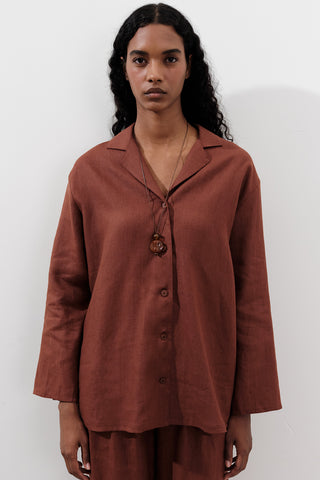 Linen Wide-Sleeve Shirt Copper