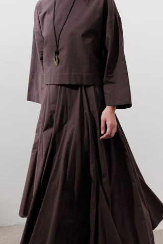 Panelled Cotton Maxi Skirt Brown