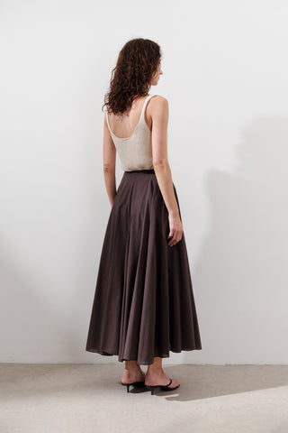 Panelled Cotton Maxi Skirt Brown
