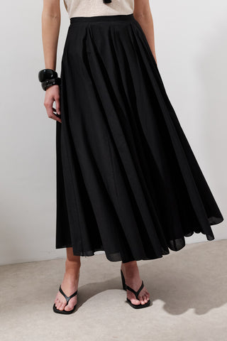 Panelled Cotton Maxi Skirt Black