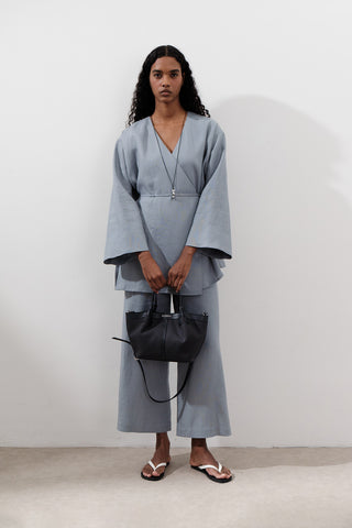 Linen Wrap Kimono Blue