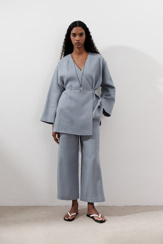 Keten Sarma Kimono Mavi