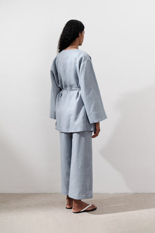 Keten Sarma Kimono Mavi