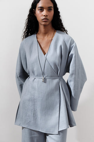 Keten Sarma Kimono Mavi