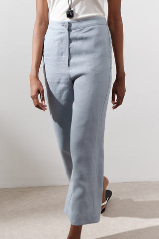 Wide-Leg Linen Trousers Blue