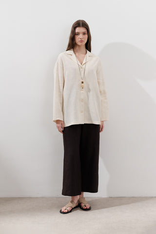 Linen Wide-Sleeve Shirt Vanilla