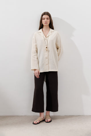 Linen Wide-Sleeve Shirt Vanilla