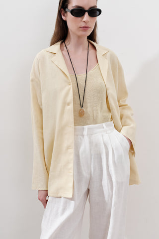 Linen Wide-Sleeve Shirt Yellow