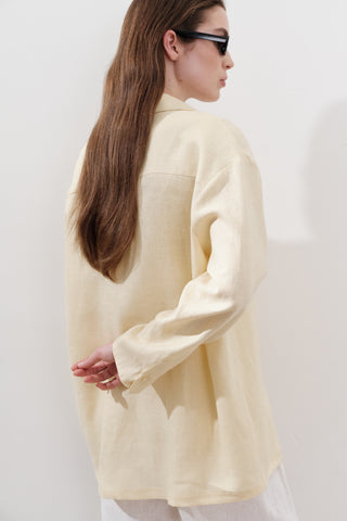 Linen Wide-Sleeve Shirt Yellow