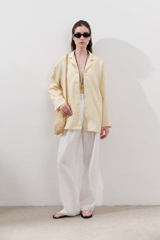 Linen Wide-Sleeve Shirt Yellow