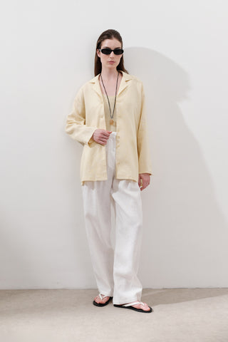 Linen Wide-Sleeve Shirt Yellow