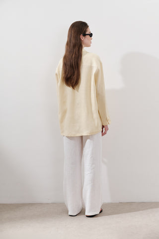 Linen Wide-Sleeve Shirt Yellow