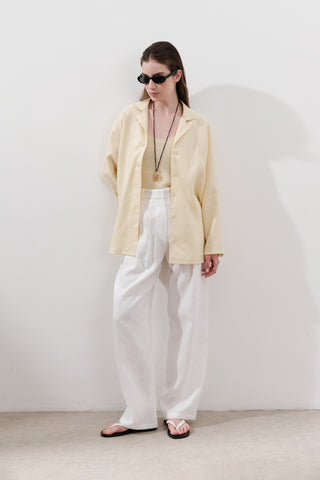 Linen Wide-Sleeve Shirt Yellow