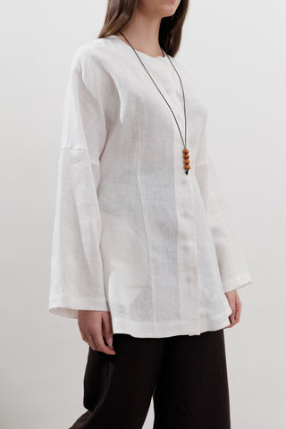 Fitted Linen Jacket Ecru
