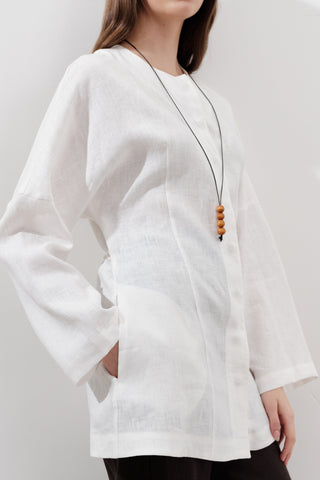 Fitted Linen Jacket Ecru