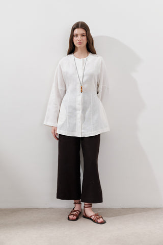 Fitted Linen Jacket Ecru