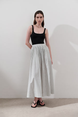 Patterned Poplin Skirt Ecru